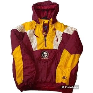 Vintage 90s Men's Starter Florida State Seminoles FSU Garnet Puffer Jacket Large